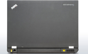  Rear view of an opened ThinkPad T430, displaying the outside of the upper lid  